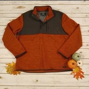 G.H. Bass & Co. Rust and Gray Fleece Quarter Snap Pullover Sweater Size XL